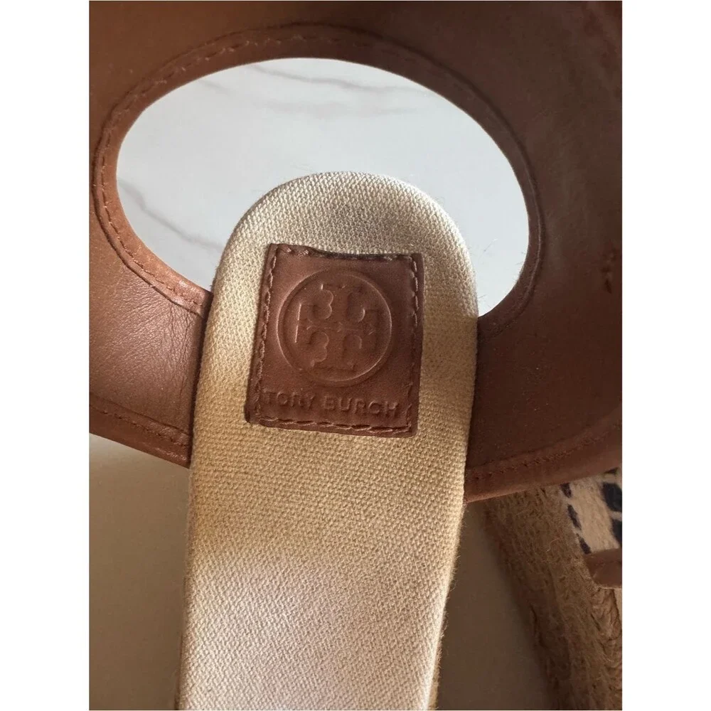 Tory Burch Navy Fringe Espadrille Wedge Sandals Coastal Resort 11